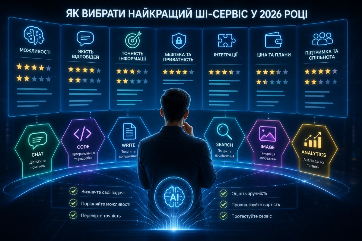 Як вибрати найкращий ШІ-сервіс у 2026 році Як вибрати найкращий ШІ-сервіс у 2026 році
